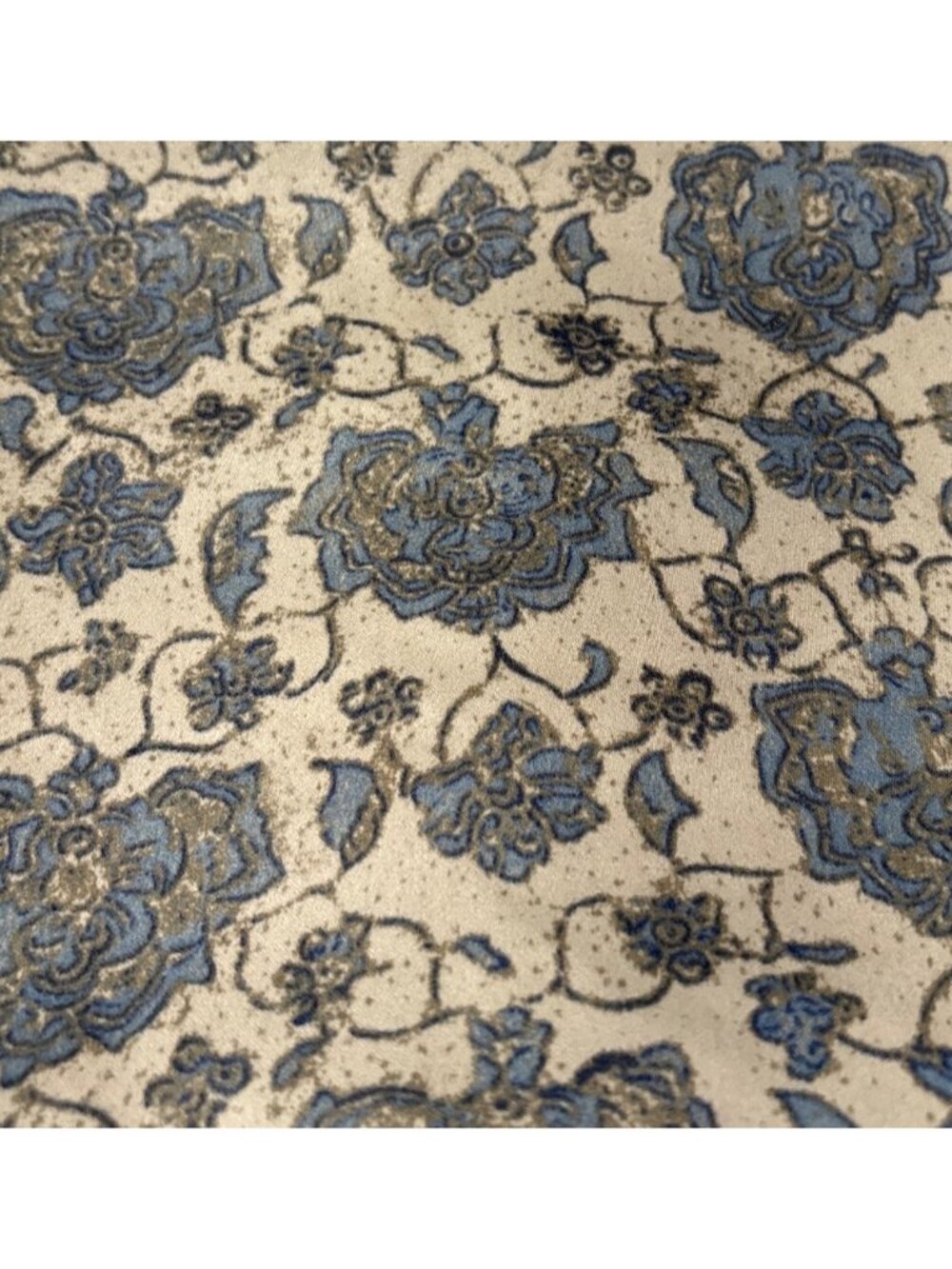 Blue Grey Floral Pattern Quilting Flannel Fabric 24" x 58" Cozy Soft Material